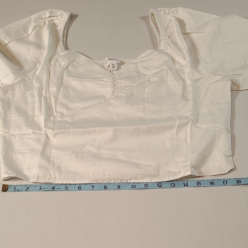 The Drop Annie Sweetheart Neckline Elegant White Women's Top Puff Sleeve XXL NWT - Picture 9 of 12